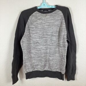 Carbon Mens Sweater Sz L Large Long Sleeve Pullover Solid Gray 3 Stains Good